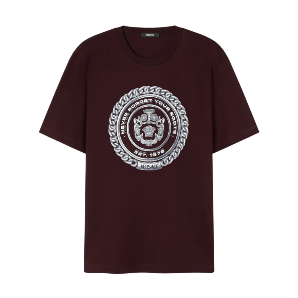 Versace Grafische Print T-shirts met Ronde Hals Brown Heren