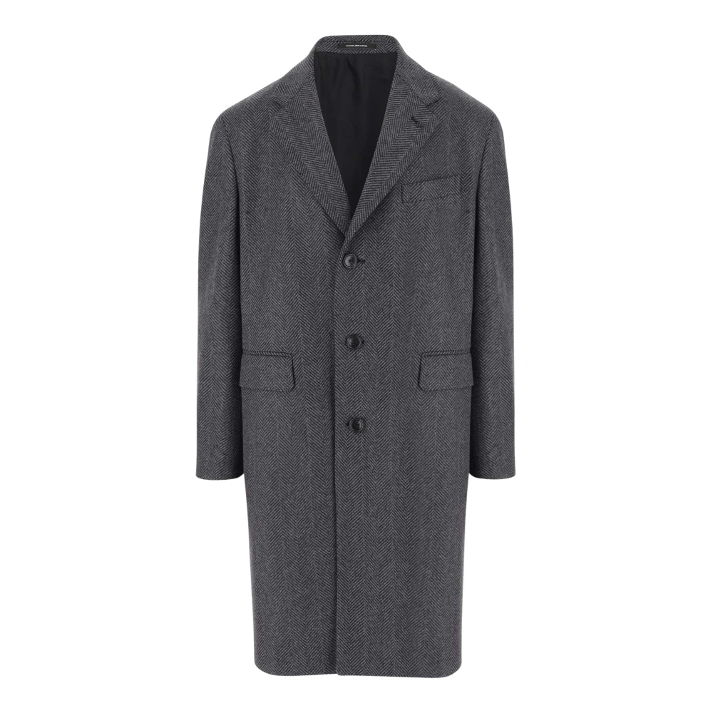 Tagliatore Wollen Reversjas Visgraatpatroon Gray Heren