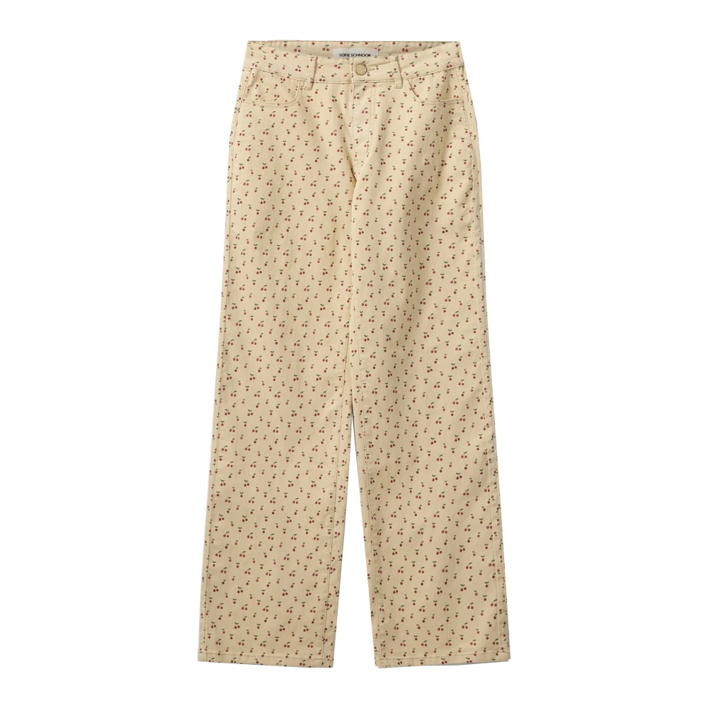 Sofie Schnoor Wijde Kersenprint Broek Antique White Beige Dames