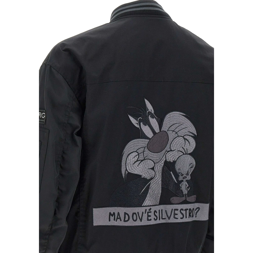 Iceberg Zwarte Katoenen Jas met Cartoonprint Black Heren