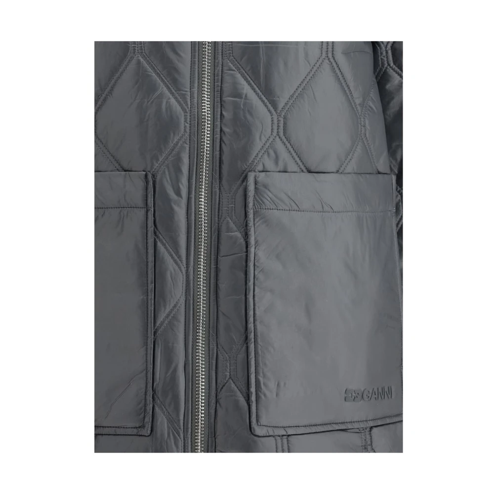 Ganni Gewatteerd Oversized Jack met Rits Black Dames
