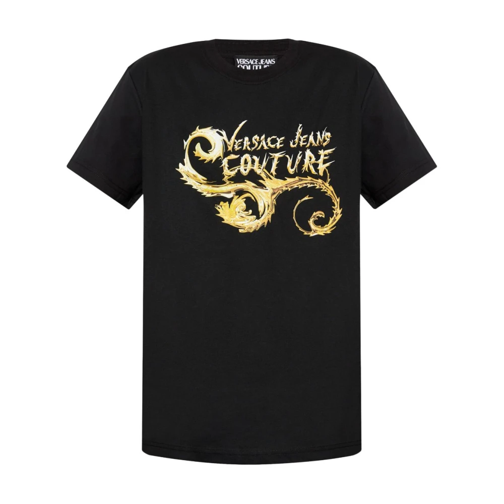 Versace Jeans Couture Zwart Grafisch Print T-shirt met Ronde Hals Black Heren