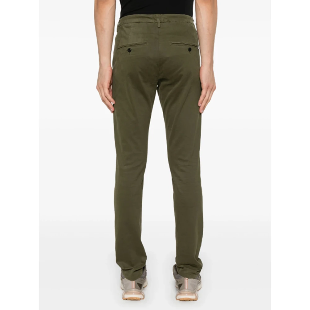 Dondup Slimme Gabardine Broek in Olijfgroen Green Heren