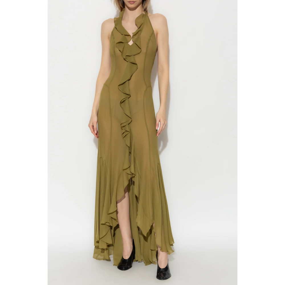 Misbhv Jurk met ruches Green Dames