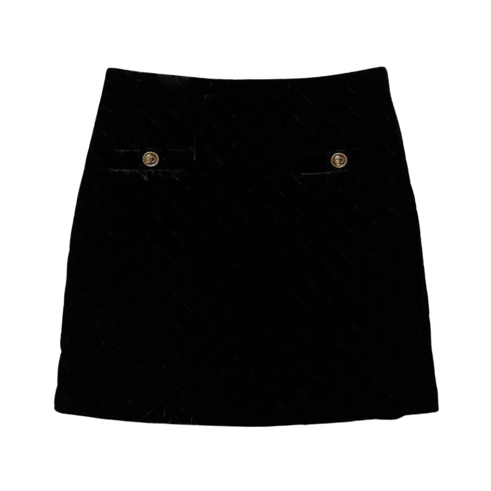 Twinset Zwarte Fluwelen Minirok Black Dames