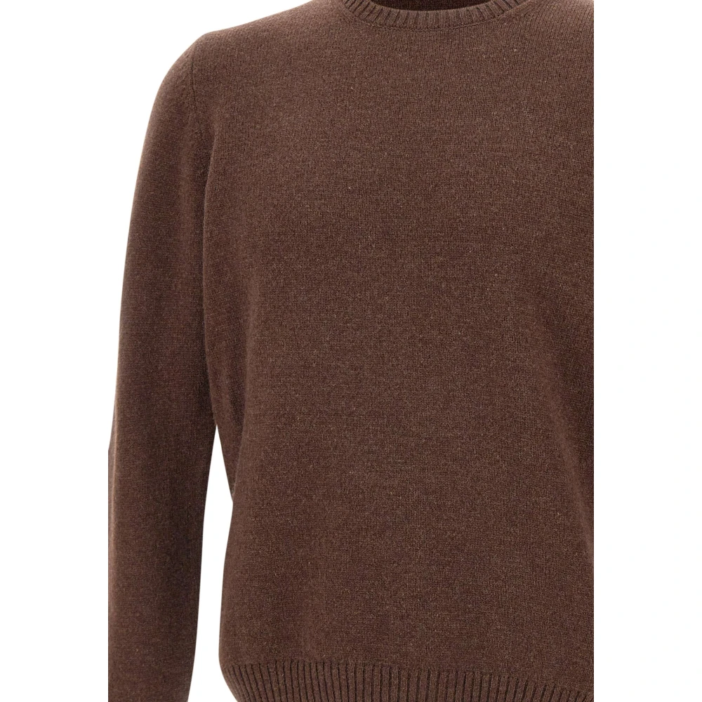 Gran Sasso Bruine Wol Crew Neck Sweater Brown Heren