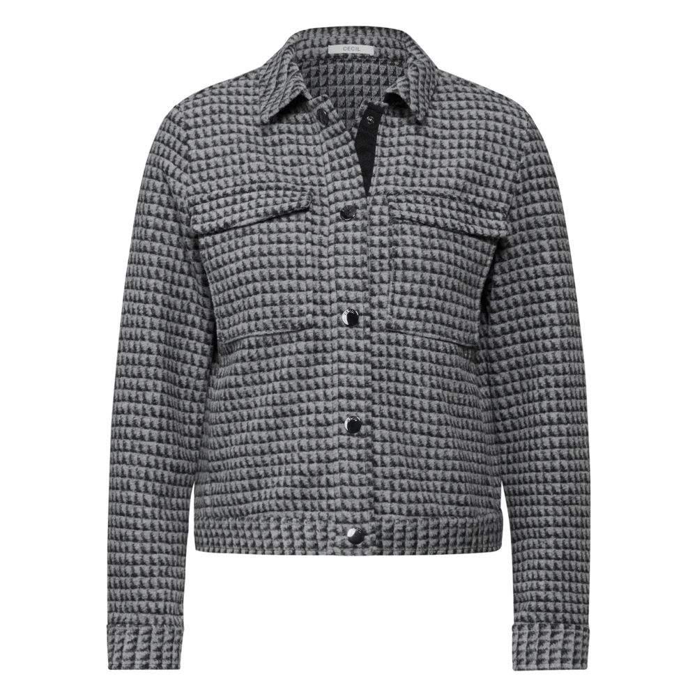 cecil Korte Jacquard Jas met Hem Kraag Gray Dames