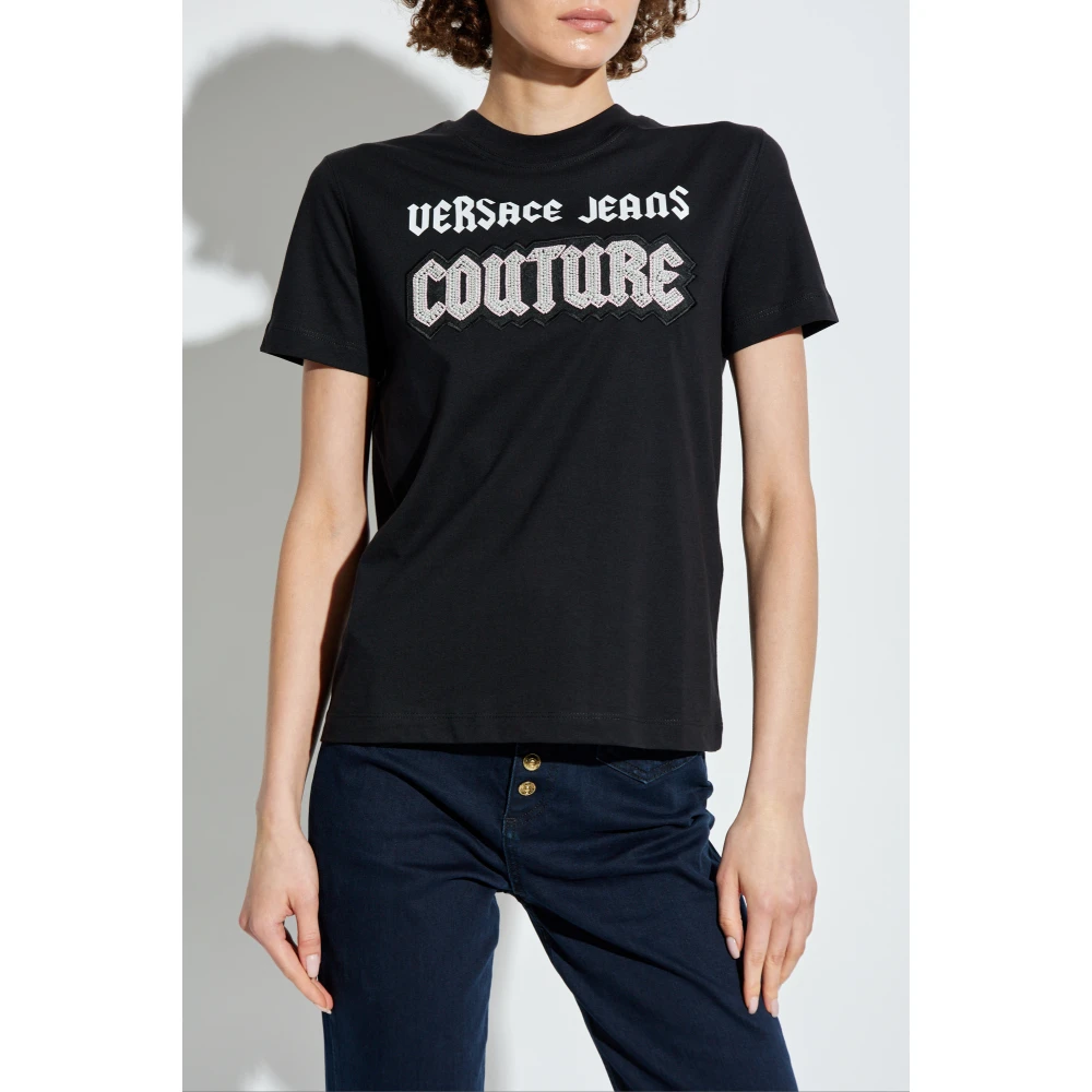Versace Jeans Couture T-shirt met logo Black Dames