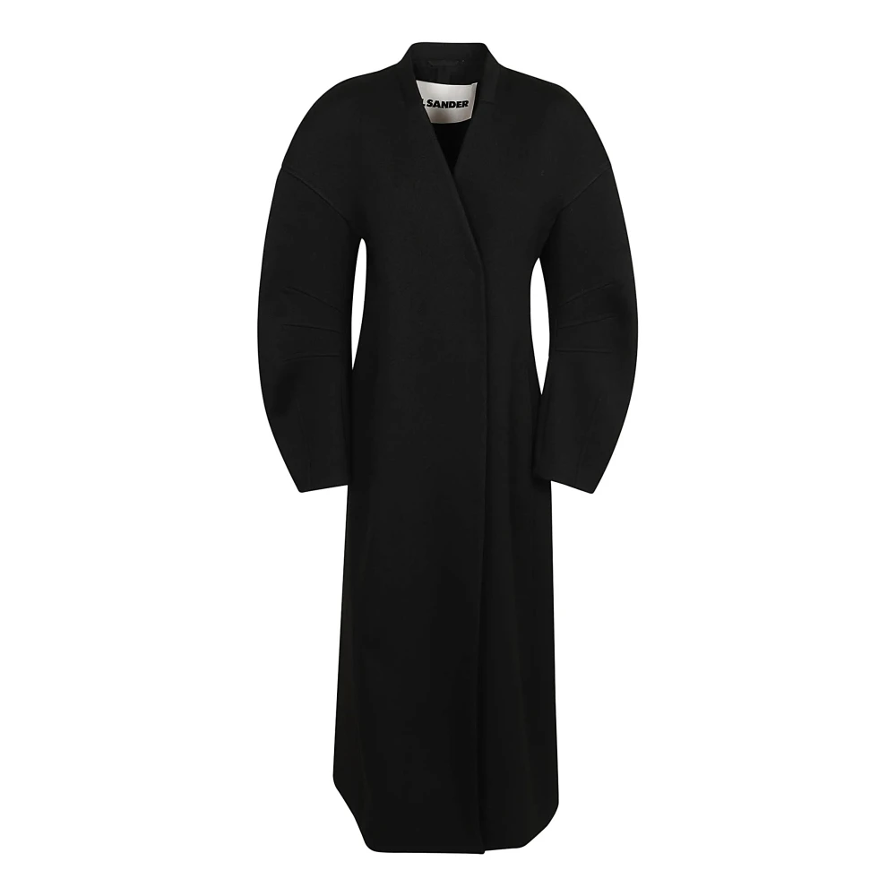 Jil Sander Zwarte wollen cape voor vrouwen Black Dames