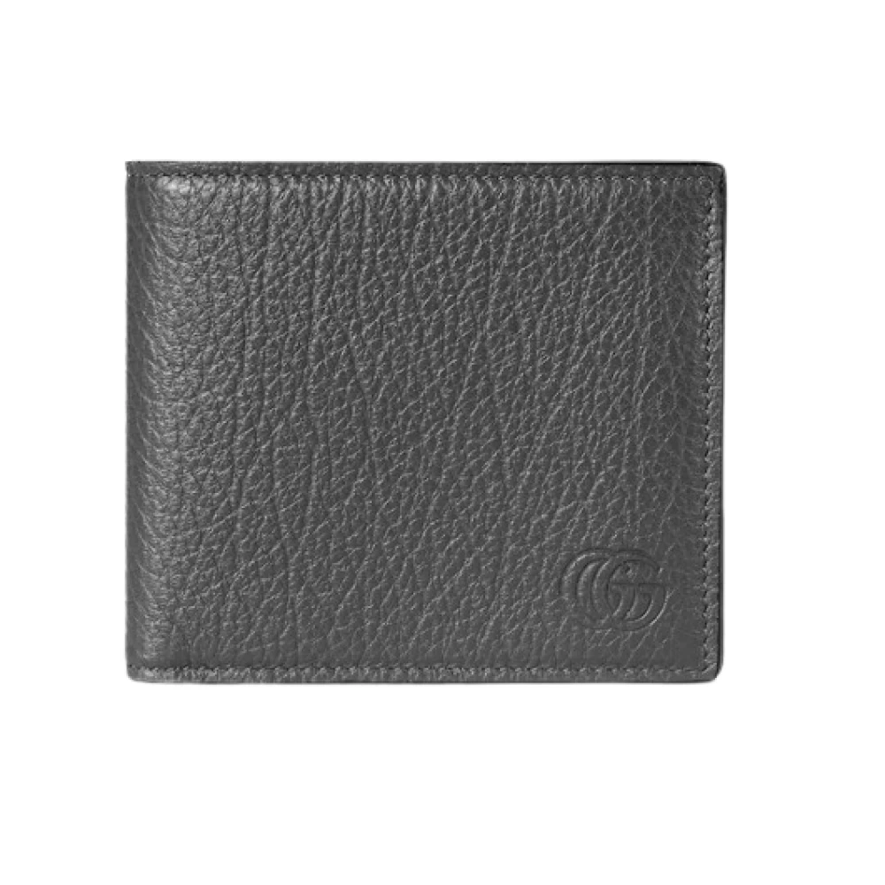 Gucci Grijze Leren Bi-Fold Portemonnee Gray Heren