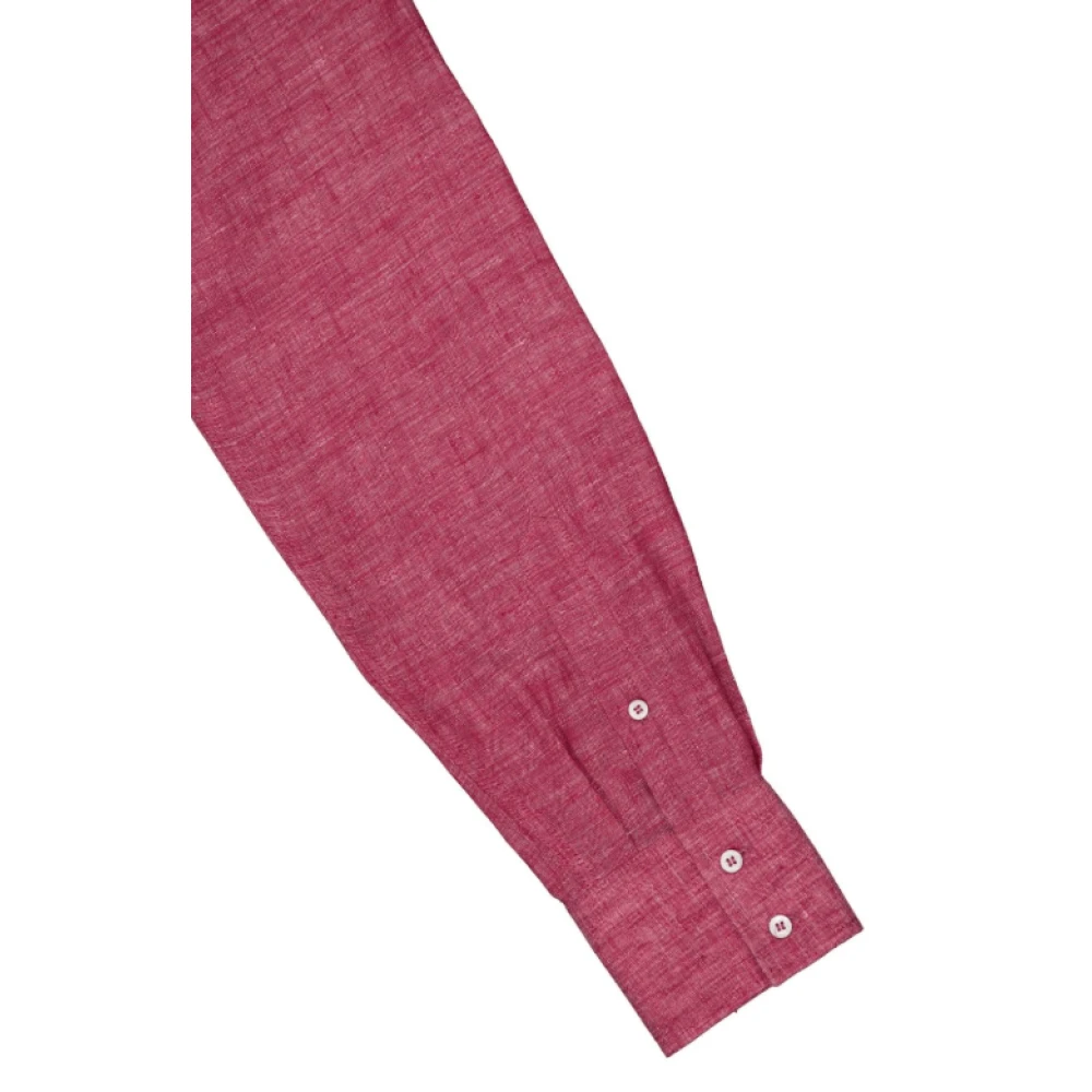 BRUNELLO CUCINELLI Rood Linnen Overhemd met Klassieke Kraag Red Heren