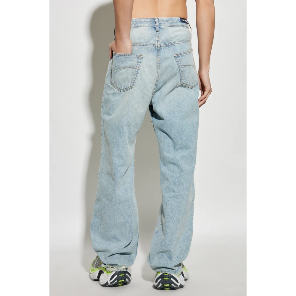Balenciaga Jeans met Vintage Effect Blue Heren