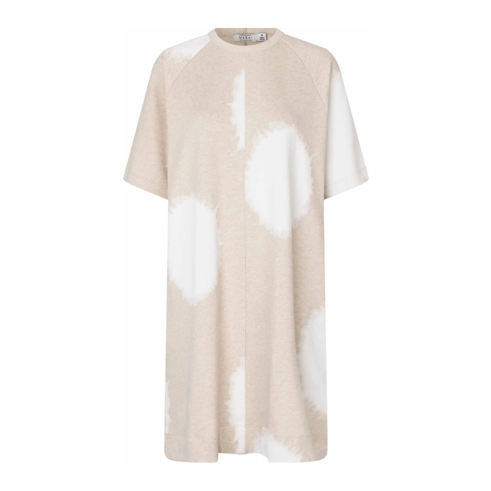 Masai Beige Melange Jurk met 3 4 Mouwen Beige Dames
