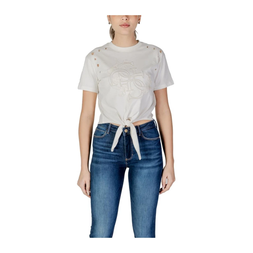 Guess Korte mouwen katoenen T-shirt collectie Beige Dames