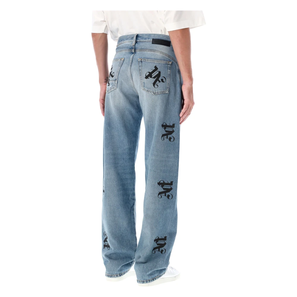 Palm Angels Lichtblauwe Loose Fit Denim Jeans Blue Heren
