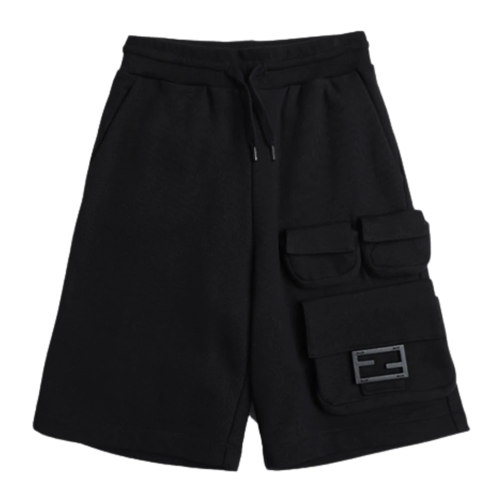 Fendi Boys Black Bermuda Shorts Elastic Waist