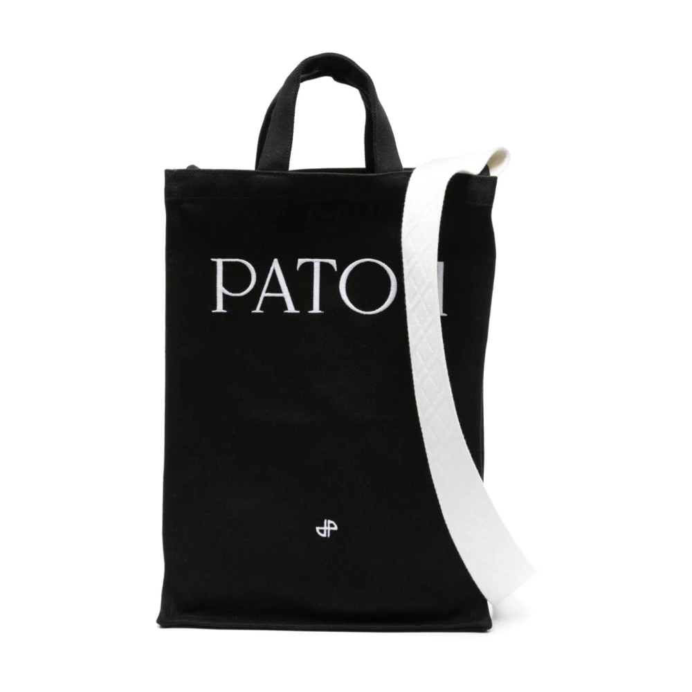 Patou Svart Canvas Toteväska Med Logotyp Black, Dam