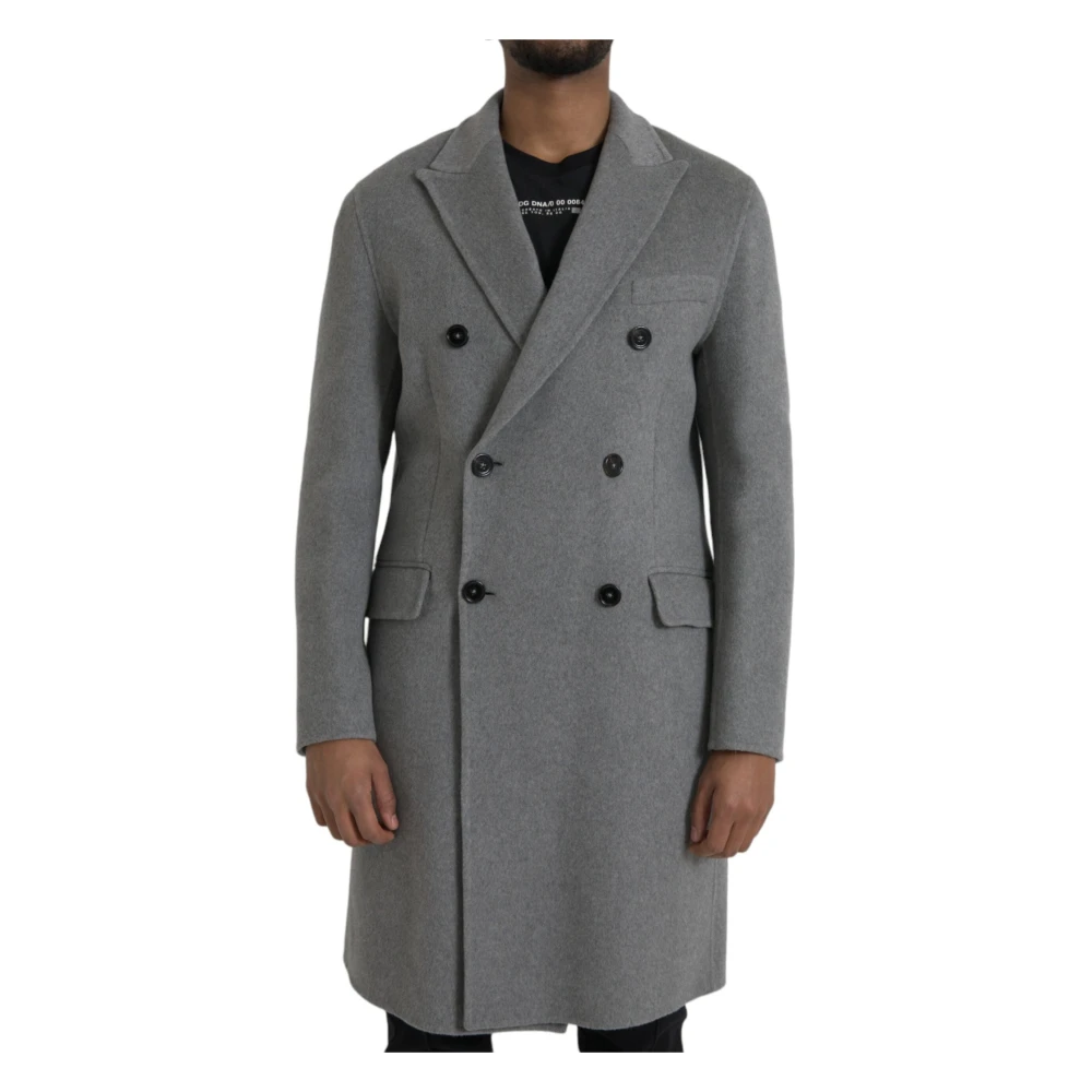 Dolce & Gabbana Grijze Cashmere Trenchcoat Jas Gray Heren