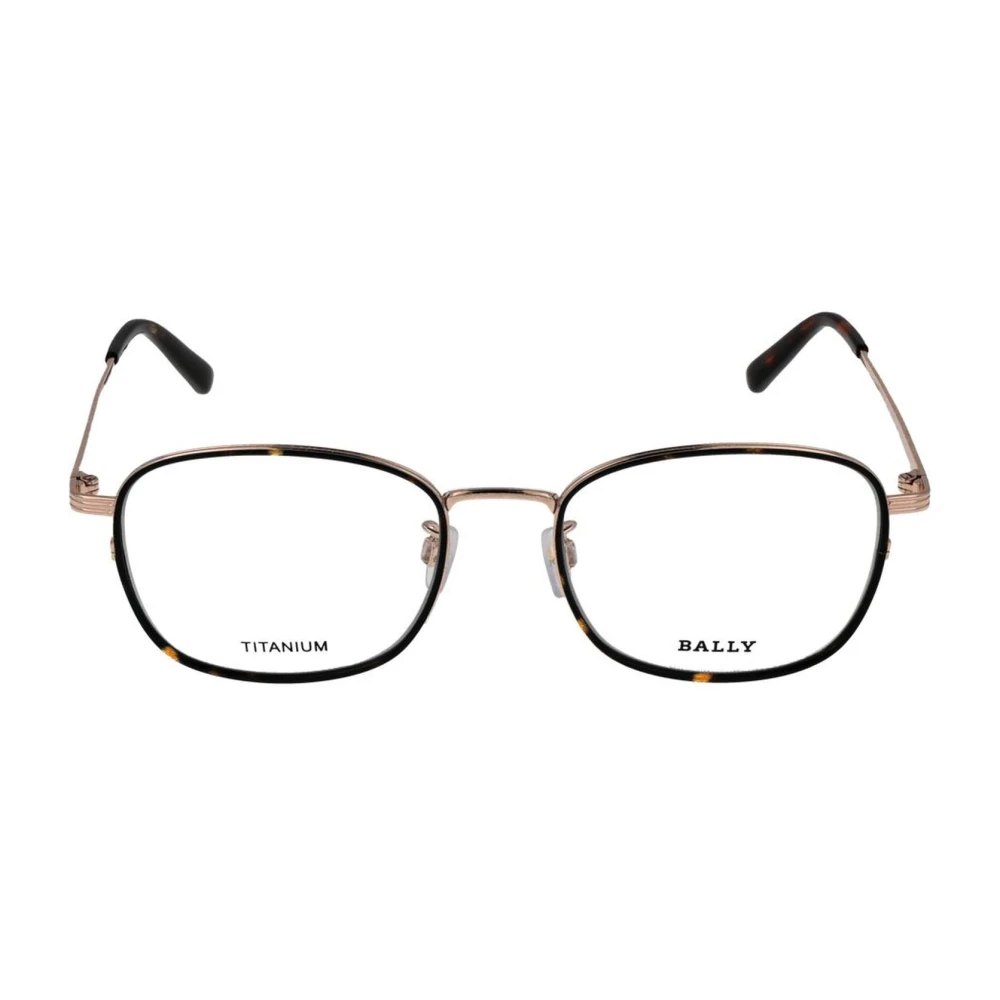 Bally Bruine Titanium Rechthoekige Optische Monturen Brown Heren