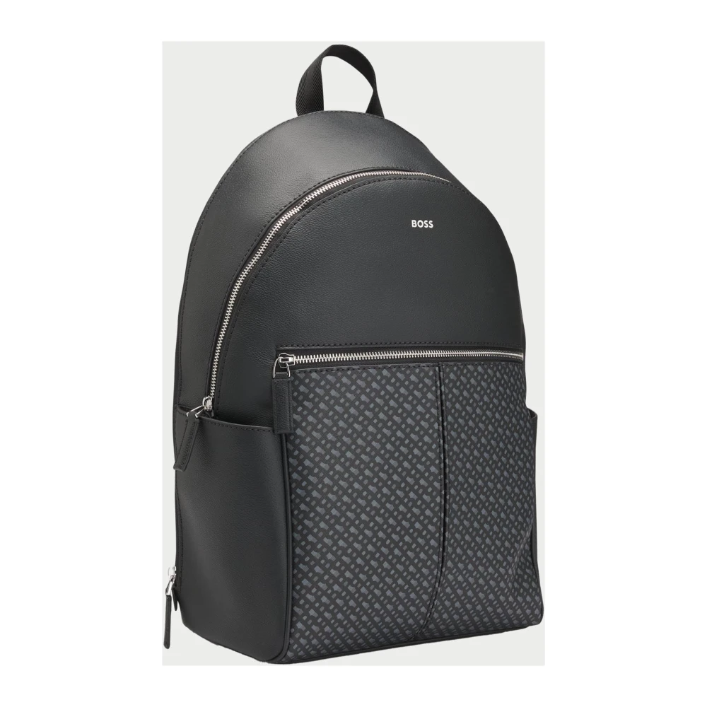 Hugo Boss Moderne rugzak van gecoat materiaal met voorvak Black Heren
