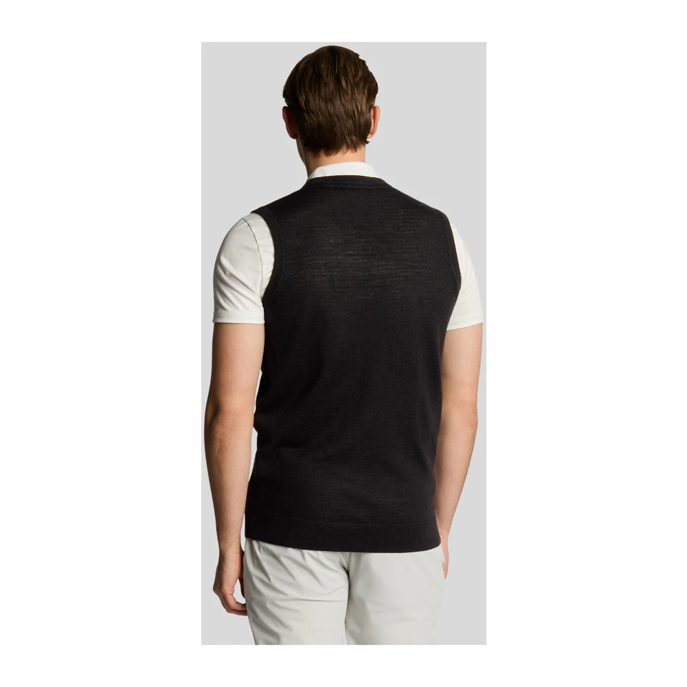 Lyle & Scott Mid Knits Merino Blend Gebreide V-halsvest Beige Heren