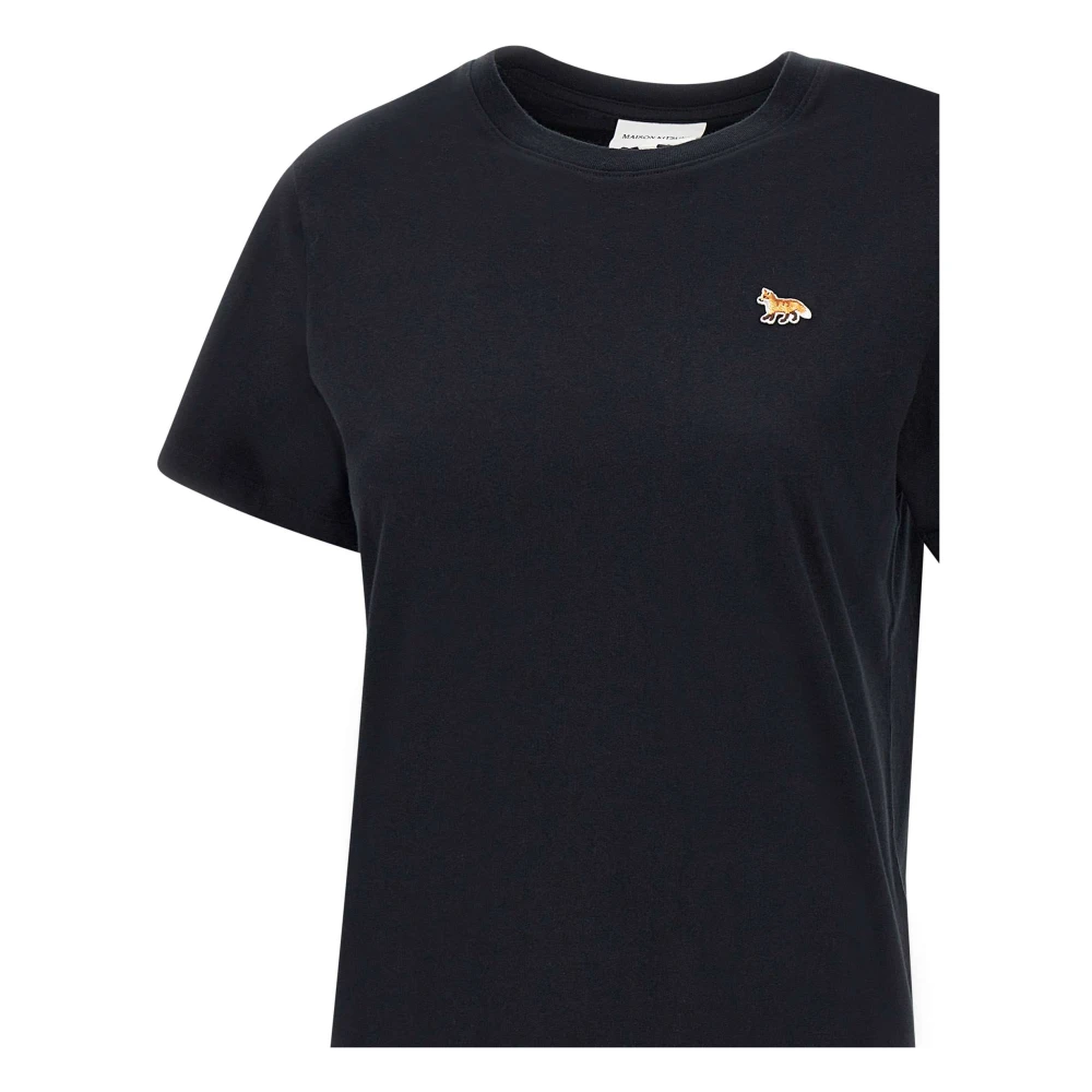Maison Kitsuné Zwarte Katoenen T-shirt met Fox Logo Black Dames