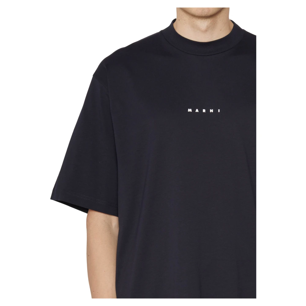 Marni Katoenen Logo T-Shirt Black Heren