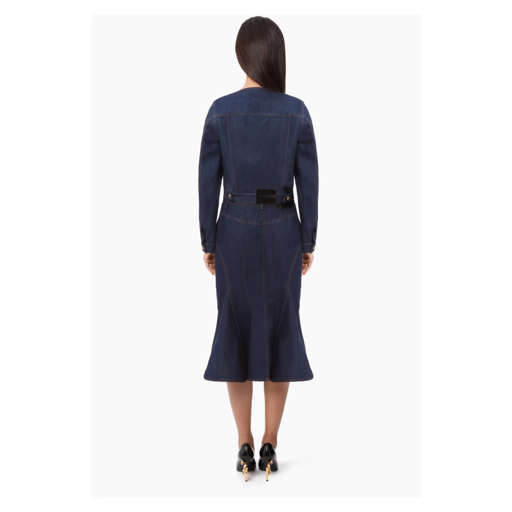 Nina Ricci Blauwe Denim Midi Rok Blue Dames