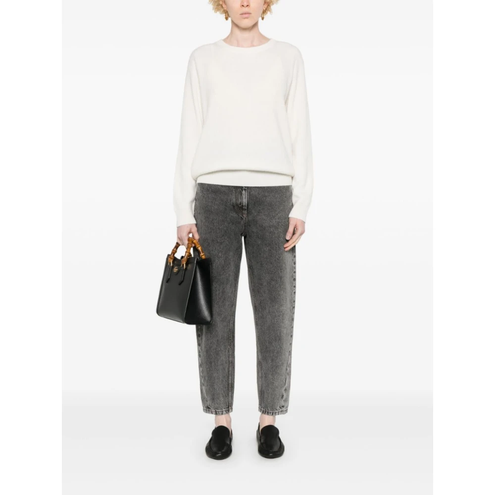 BRUNELLO CUCINELLI Luxe Cashmere Gebreide Trui Beige White Dames
