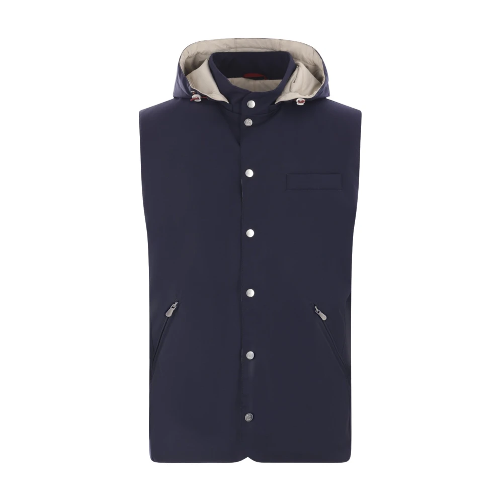 BRUNELLO CUCINELLI Blauwe wollen gewatteerde jas Blue Heren