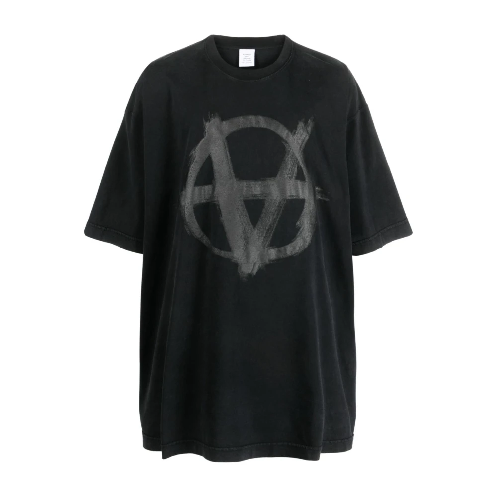 Vetements Zwart Katoenen T-shirt met Logo Print Black Heren