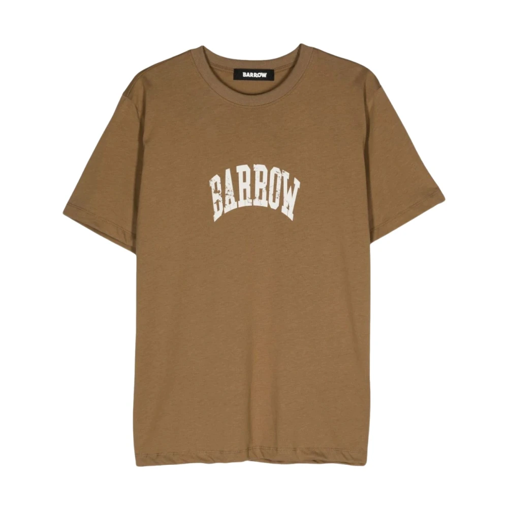 Barrow Bruin Logo Print Crew Neck T-shirt Brown Heren