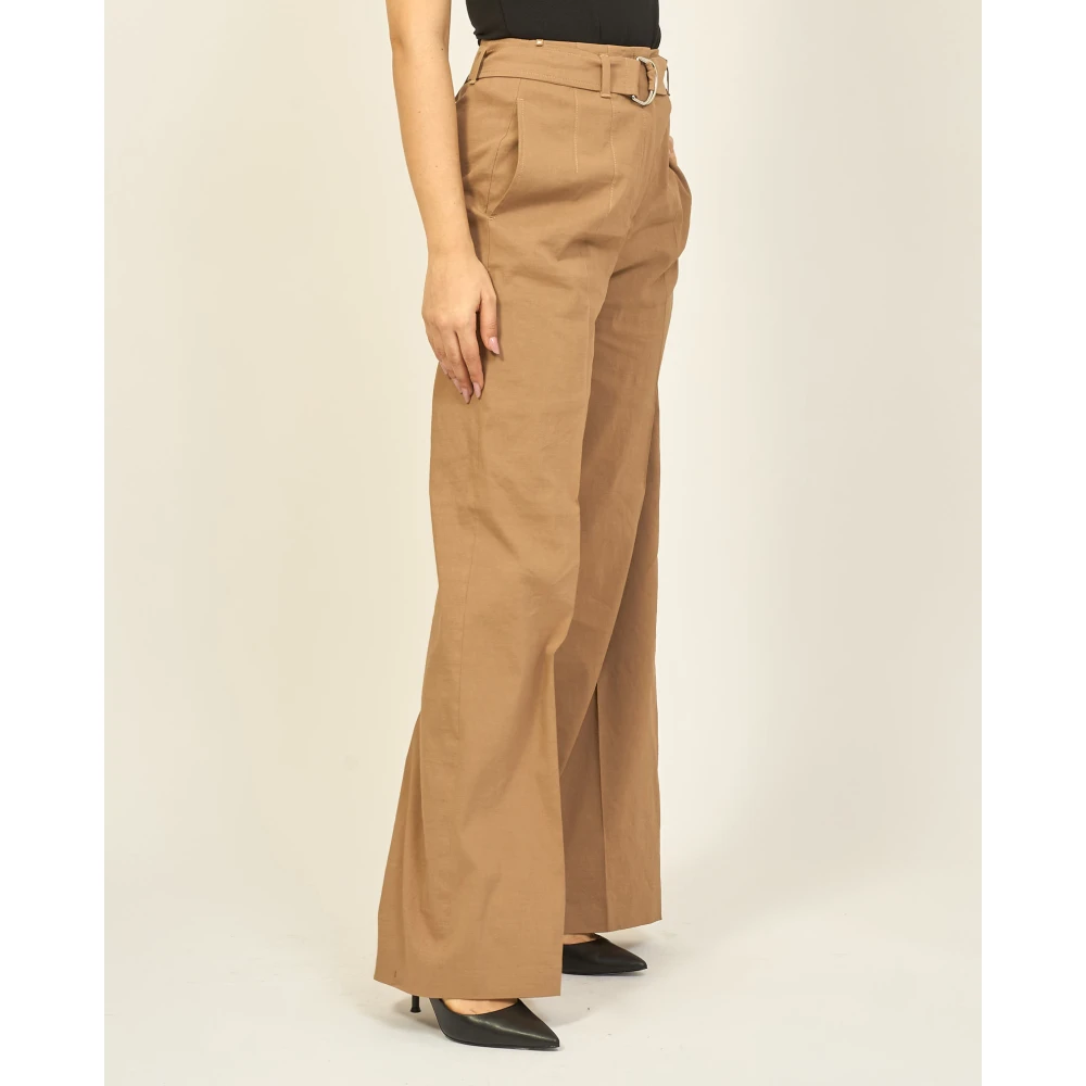Boss Beige Relaxte Pasvorm Hoge Taille Broek Beige Dames