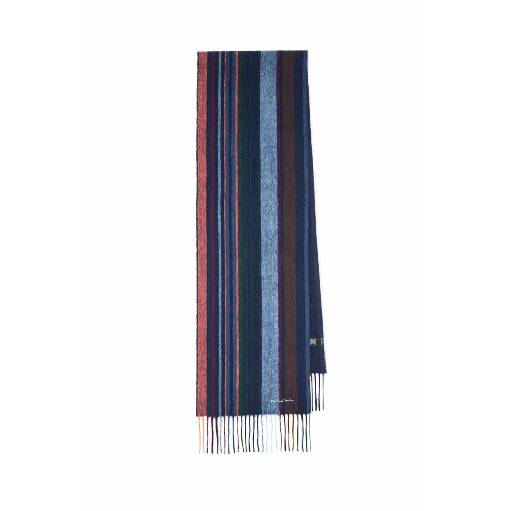 PS By Paul Smith Gestreepte Wollen Sjaal Multicolor Vierkant Ontwerp Multicolor Heren