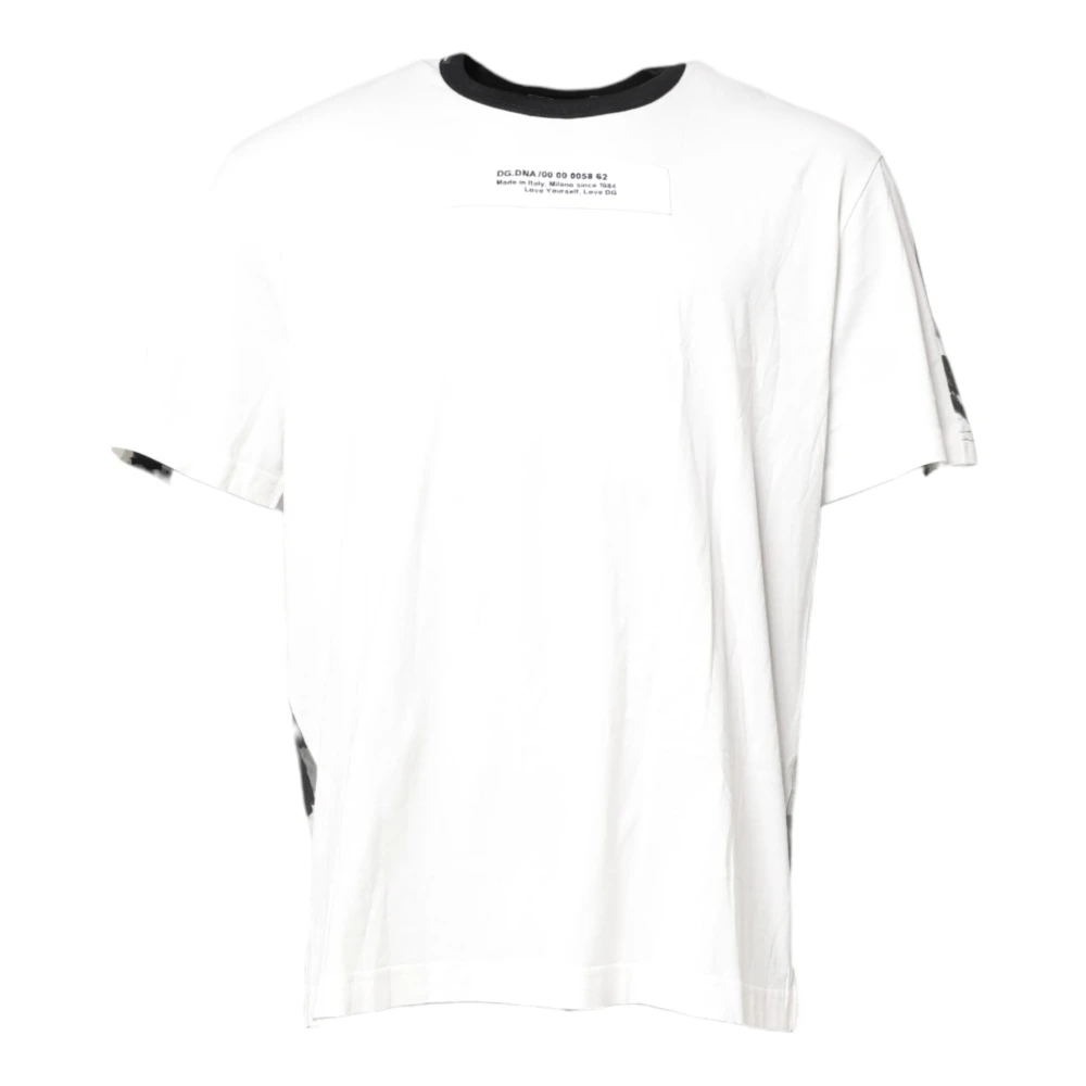Dolce & Gabbana Men's White T-Shirts, 3XL, Camouflage Crew Neck T-Shirt