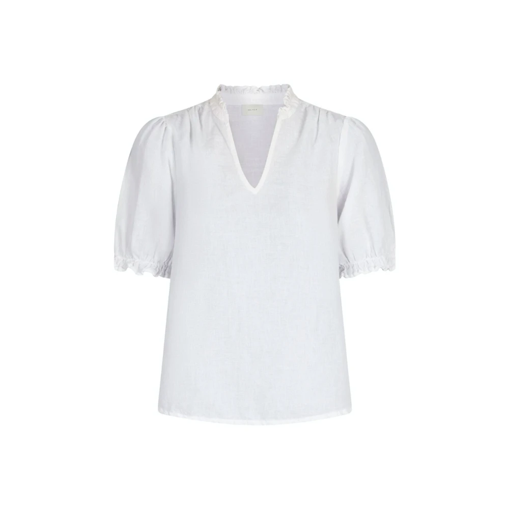 Neo Noir White Blouses, Female, Xl, Odesa Linen Blouse