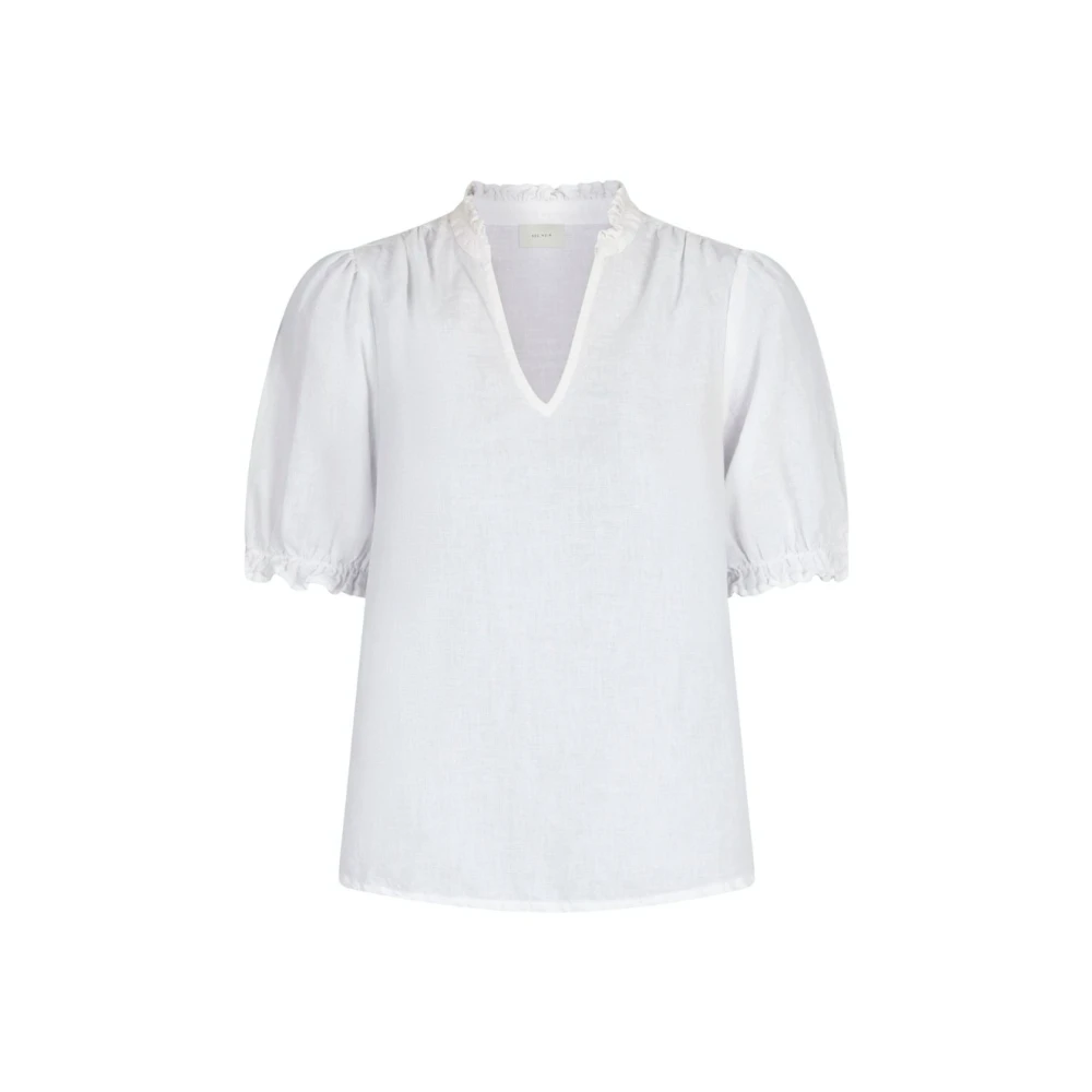 White Neo Noir Odesa Linen Blouse Bluse