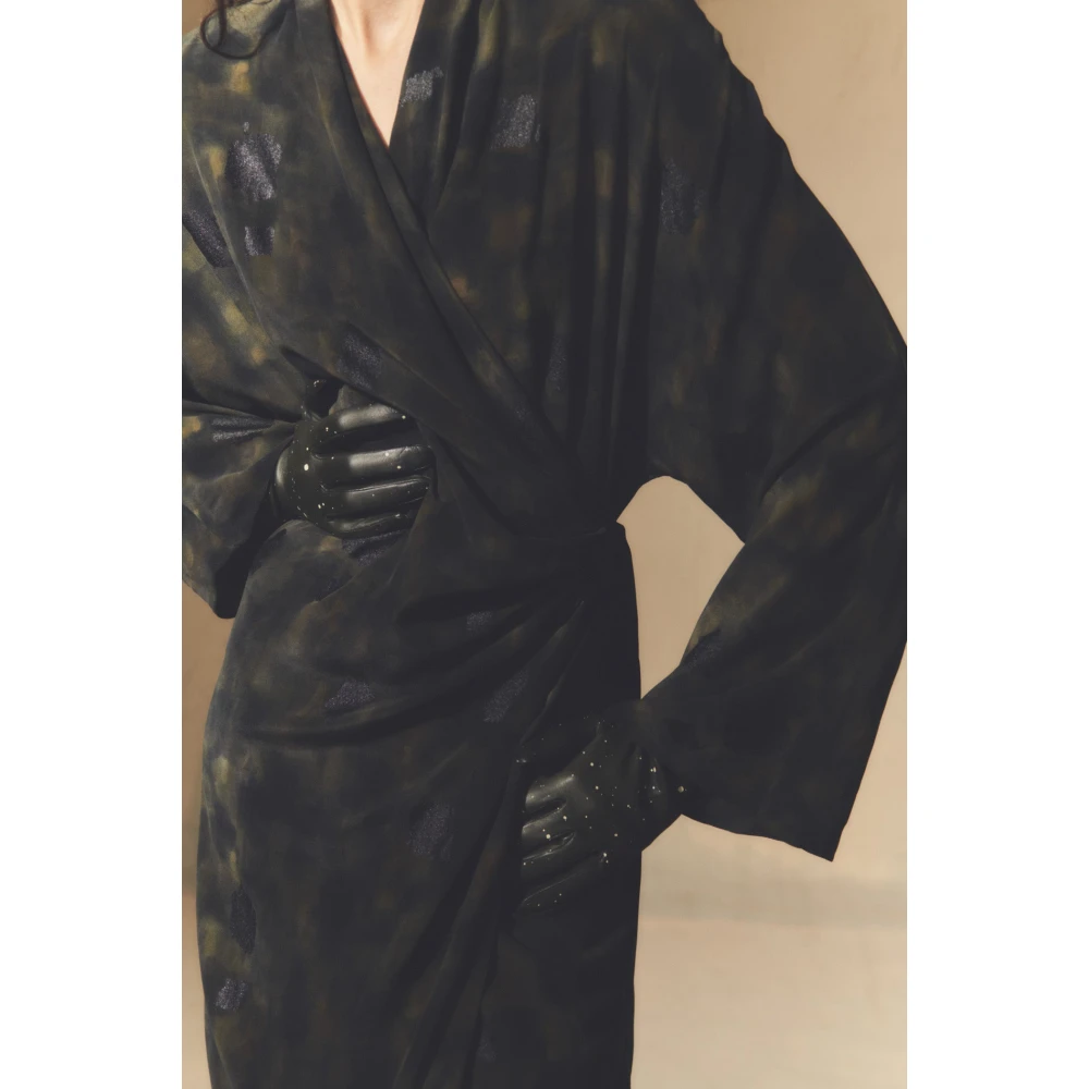 Cortana Zijden Kimono Jurk Klimt Print Green Dames