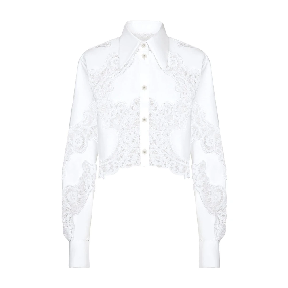 Dolce & Gabbana Blauw Casual Katoenen Overhemd White Dames