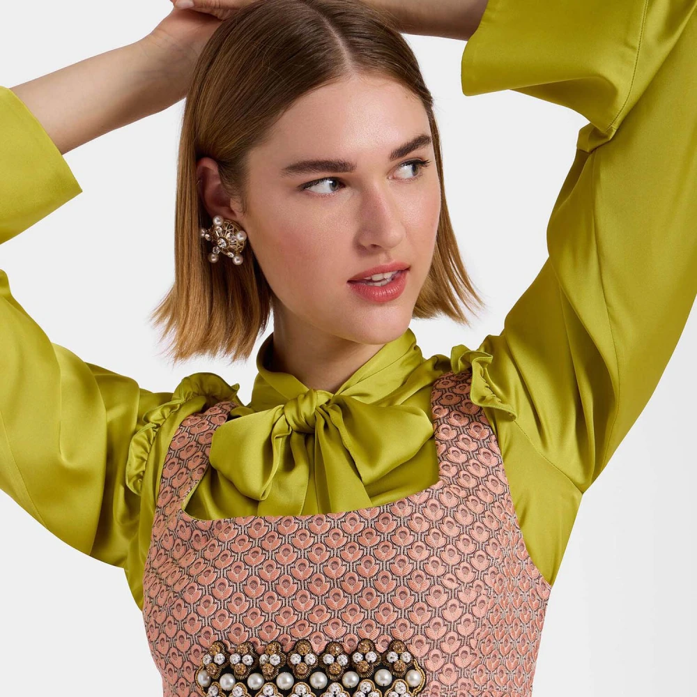 La DoubleJ Vierkante Hals Mini Jurk Pink Dames