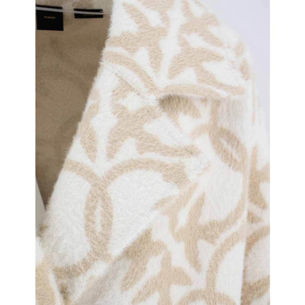 pinko Cocoon Silhouet Bont-Effect Jas Beige Dames