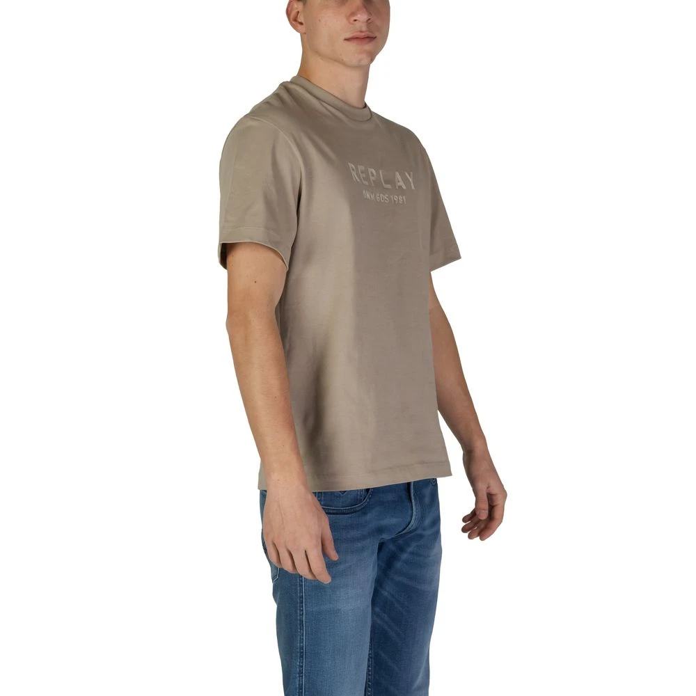 Replay Katoenen T-shirt Korte Mouwen Lente Zomer Beige Heren