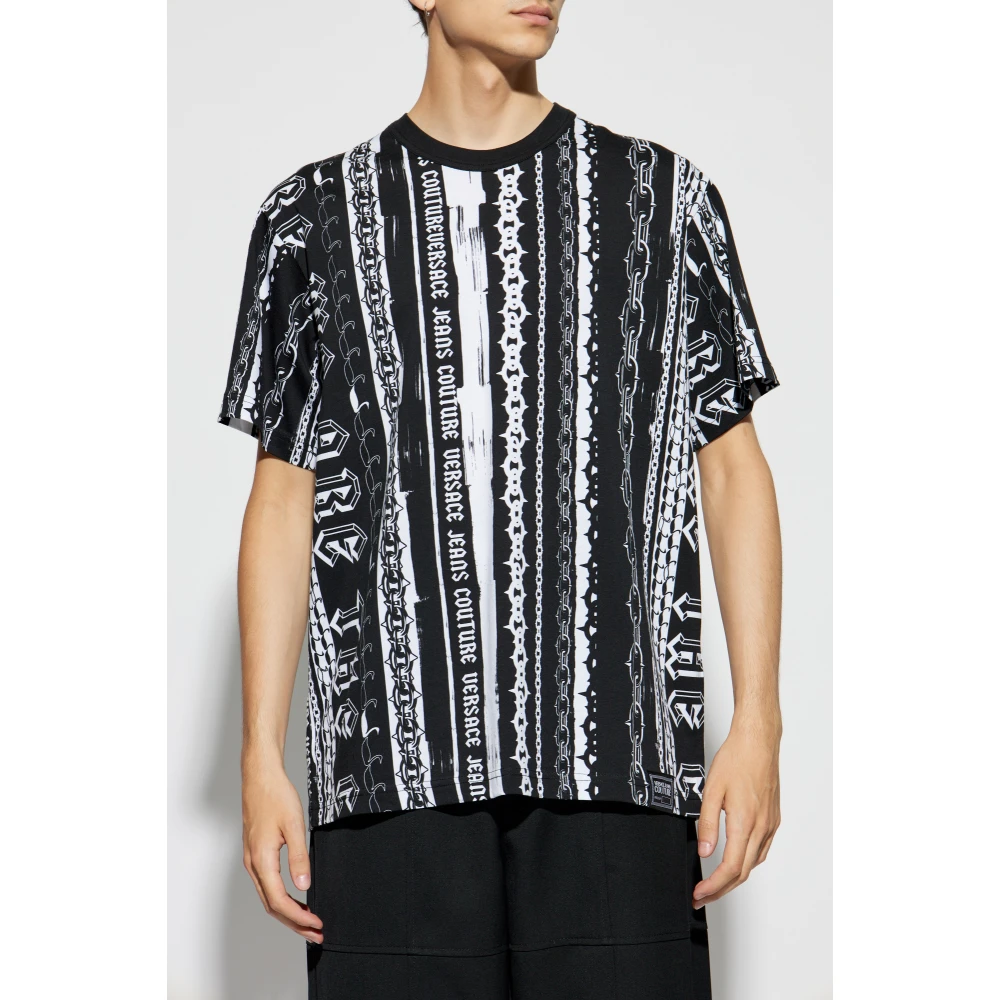 Versace Jeans Couture Gestreept T-shirt Black Heren