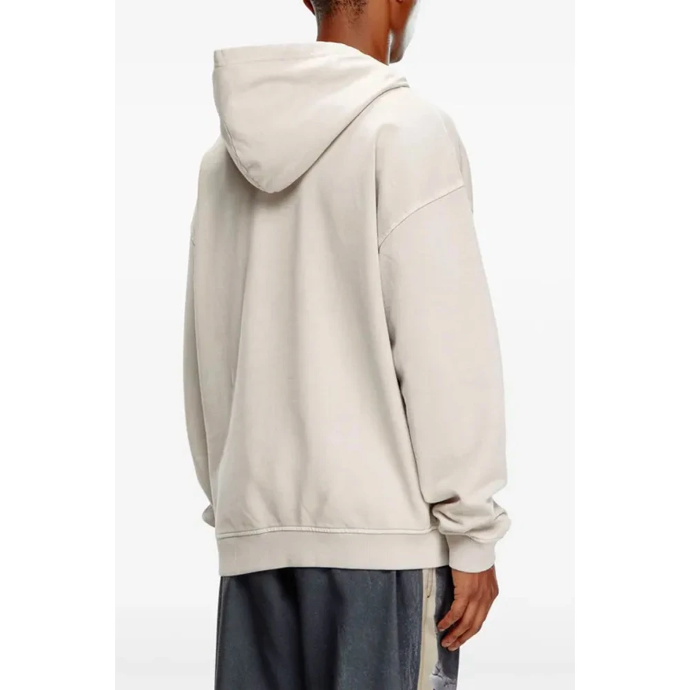 Diesel Geborduurde hoodie met voorzak Beige Heren