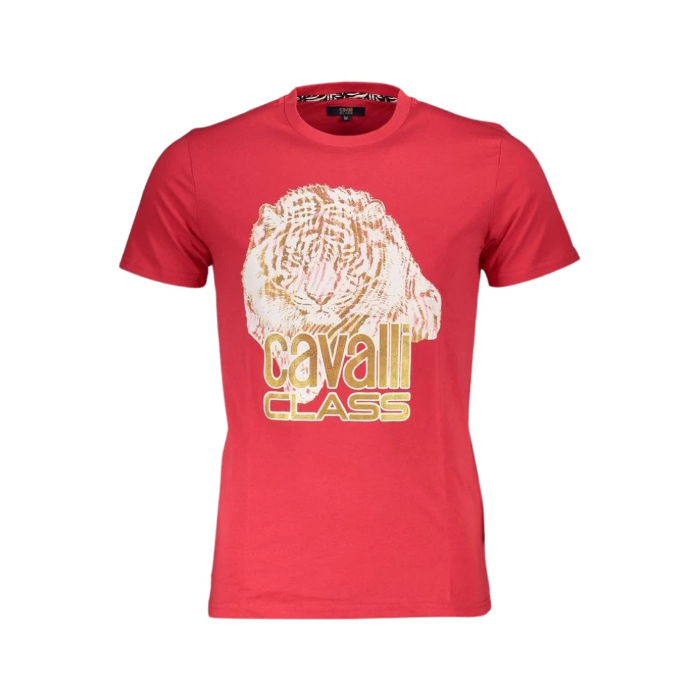 Cavalli Class Rood Katoen Logo Print T-Shirt Red Heren