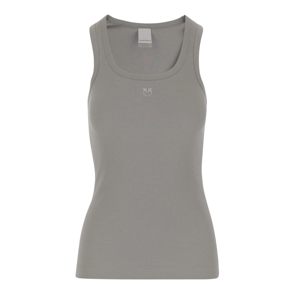 Pinko Grijze Katoenen Tanktop Gebreide kleding Gray Dames