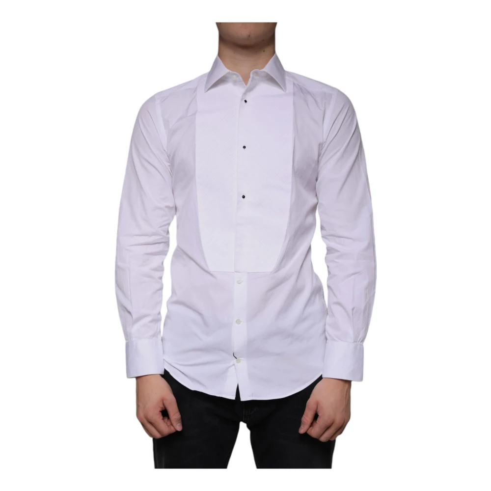 Dolce & Gabbana Witte Katoenen Poplin Formeel Overhemd White Heren