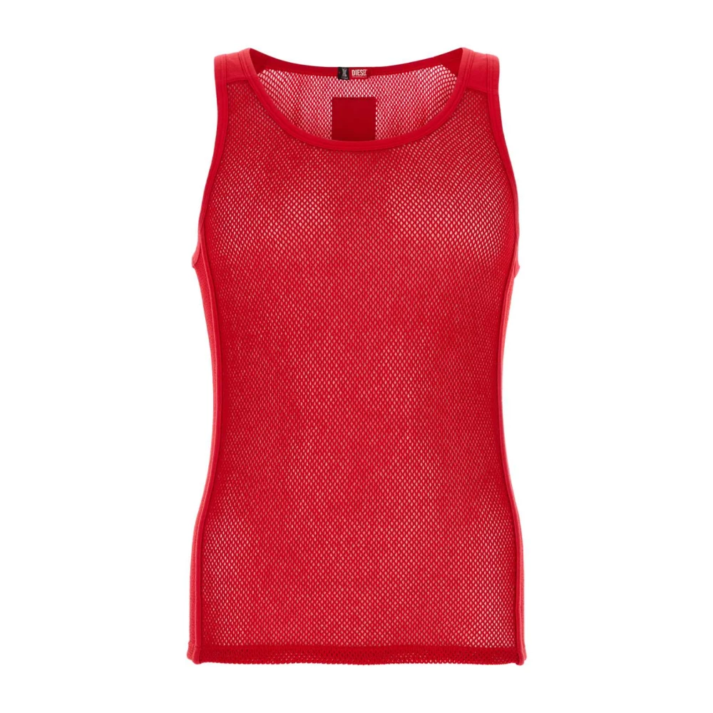 Diesel Rode Mesh String-And-Lace Tanktop Red Heren