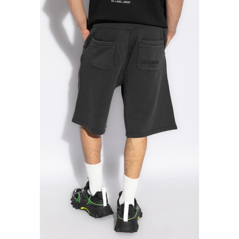 Balmain Shorts met logo Gray Heren