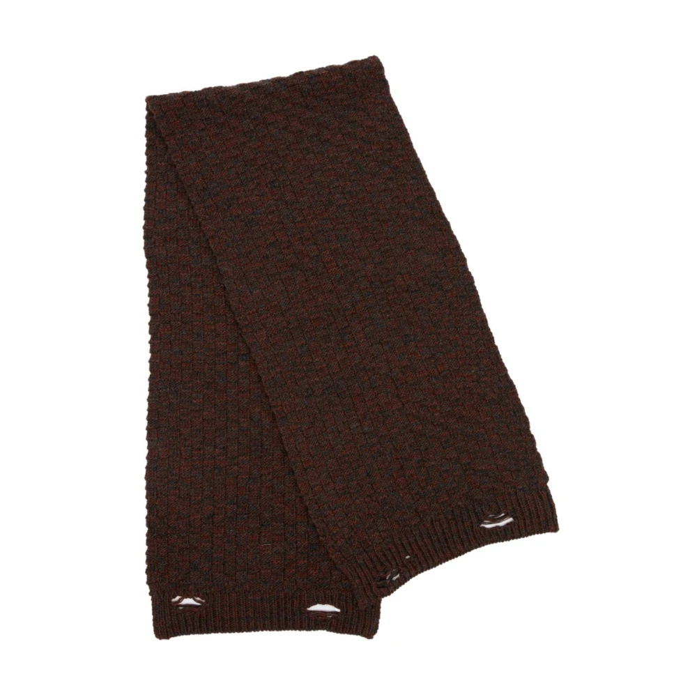 Mm6 Maison Margiela Herr Brun Accessoarer One Size, Chunky Stickad Riven Halsduk